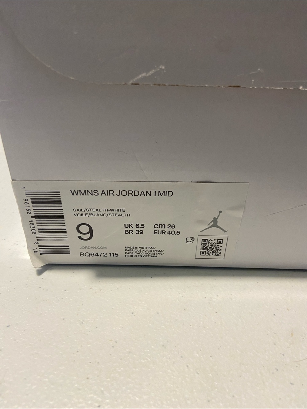 Jordan Air Jordan 1 Mid White and Gray Women's Sneakers - Picture 9 of 9